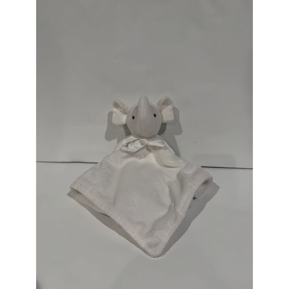 Nuby White Elephant Bow Baby Lovey Blankie Soft Plush Toy Security Blanket
